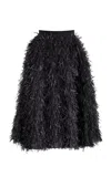Michael Kors Raffia Fringed Jacquard Skirt In Black
