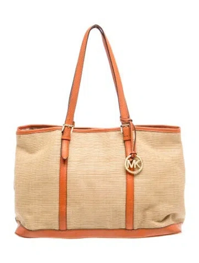 Pre-owned Michael Kors Raffia Tote In Neutral
