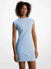 Michael Kors Raglan Sleeve Logo Jacquard Sweater Dress In Blue