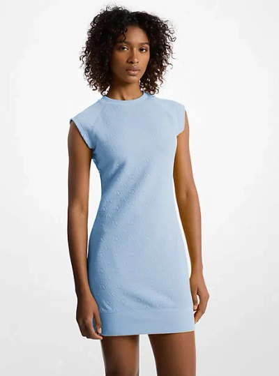 Michael Kors Raglan Sleeve Logo Jacquard Sweater Dress In Blue