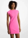 Michael Kors Raglan Sleeve Logo Jacquard Sweater Dress In Pink