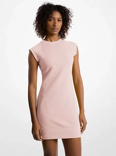 Michael Kors Raglan Sleeve Logo Jacquard Sweater Dress In Pink