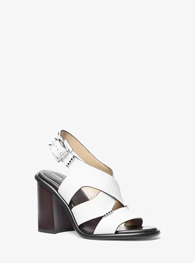 Michael Kors Raven Leather Block Heel Sandal In Multi