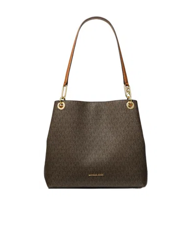 Michael Kors Michael  Kensington Large Logo Shoulder Tote In Brn,acorn