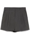 Michael Kors Raw Edged Pleated Shorts In Grey