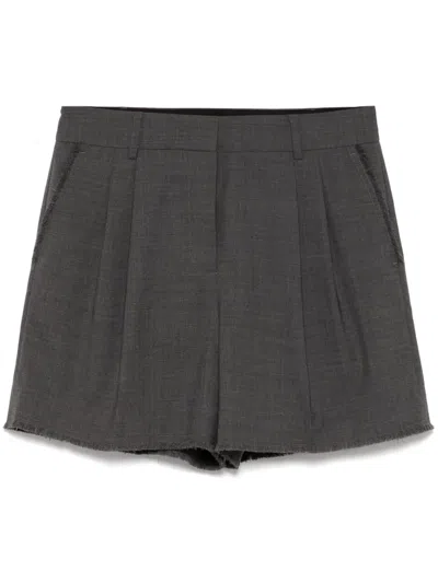 Michael Kors Raw Edged Pleated Shorts In Grey