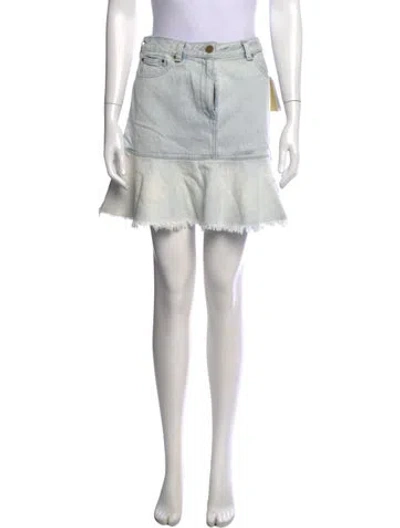 Pre-owned Michael Kors Raw-edge Trim Mini Skirt In Blue