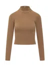 Michael Kors Merino Wool Ribbed Turtleneck Sweater In Dark Camel