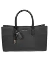 Michael Kors Rectangular Grained Leather Bag With Padlock Charm And Adjustable Strap In Black