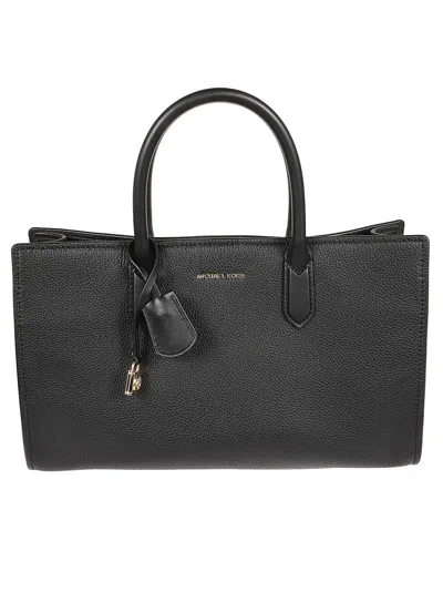 Michael Kors Rectangular Grained Leather Bag With Padlock Charm And Adjustable Strap In Black