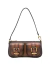 Michael Kors Rectangular Leather Shoulder Bag With Gold-tone Accents In Brown