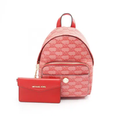 Pre-owned Michael Kors Red Color Coated Canvas Backpack ()