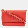 Michael Kors Red Leather Daniela Crossbody Bag In Orange