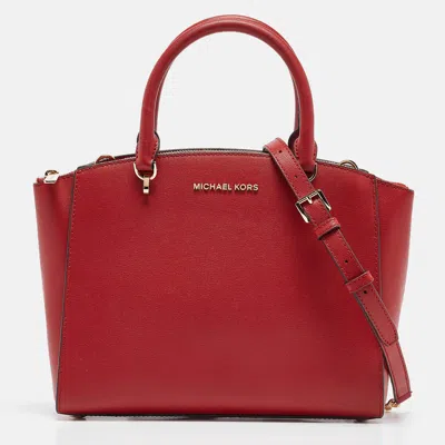 Pre-owned Michael Kors Red Leather Medium Selma Satchel