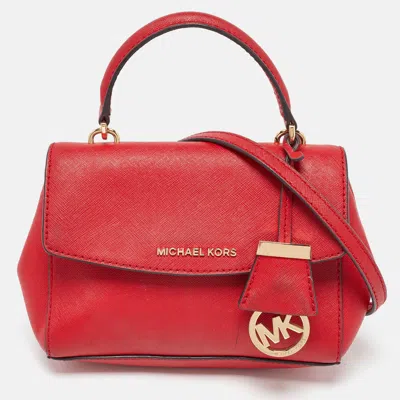 Pre-owned Michael Kors Red Leather Mini Ava Top Handle Bag