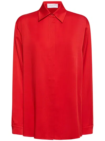 Michael Kors Red Shirt With Long Sleeves, Versatile Elegance In Multi