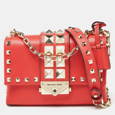 Pre-owned Michael Kors Red Studded Leather Mini Cece Crossbody Bag