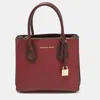 MICHAEL KORS RED/BURGUNDY LEATHER SMALL MERCER TOTE