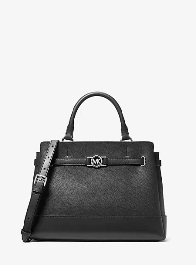 Michael Kors Reed Large Pebbled Leather Satchel In Black