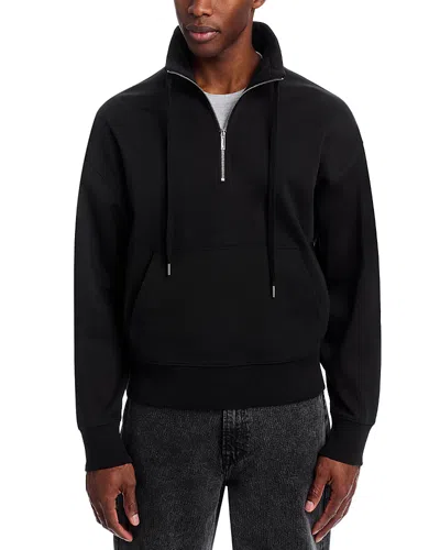 Michael Kors Regular Fit Double Knit Quarter Zip Top In Black