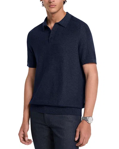 Michael Kors Regular Fit Textured Mouline Polo Shirt In Blue