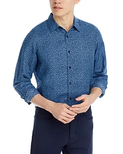 Michael Kors Relaxed Fit Leaf Shirt In Blue