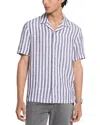 Michael Kors Linen And Cotton Blend Striped Shirt In Black