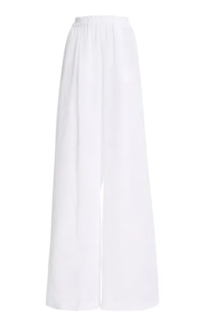 Michael Kors Relaxed Linen Crepe Gauze Wide-leg Pants In White