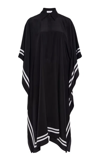 Michael Kors Relaxed Silk Crepe De Chine Caftan Midi Dress In Black