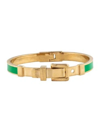 Pre-owned Michael Kors Resin Buckle Bangle Bracelet, 7" In Green