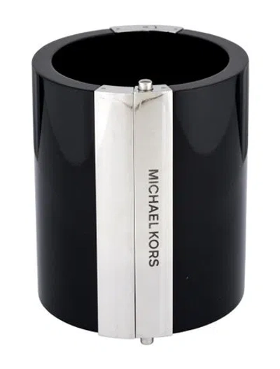 Pre-owned Michael Kors Resin Extra Wide Hinged Bracelet, 7" In Black