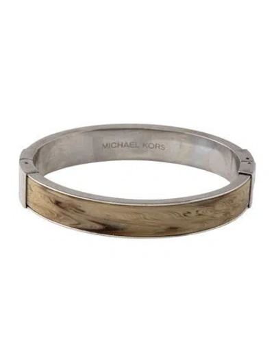 Pre-owned Michael Kors Resin Hinged Bangle Bracelet, 6.75" In Brown