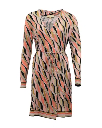 Michael Kors Retro Print Wrap Dress In Multicolor Polyester