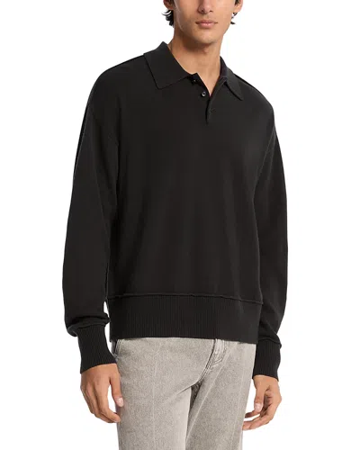 Michael Kors Reverse Linked Wedge Polo Sweater In Black