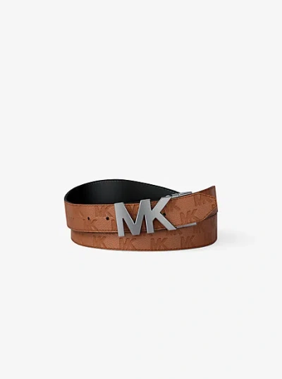 Michael Kors Reversible Leather Logo Buckle Belt In Brown