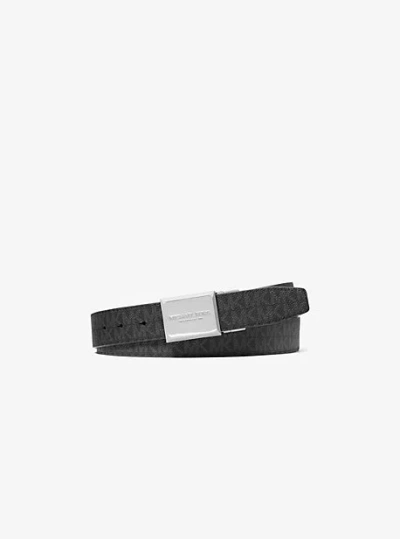 Michael Kors Reversible Logo And Leather Belt In Black