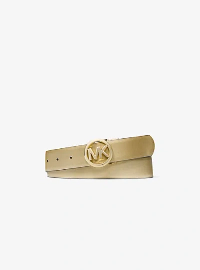 Michael Kors Reversible Logo And Smooth Belt In Natural
