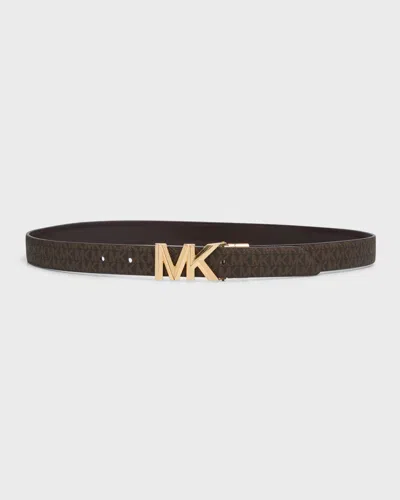 Michael Kors Reversible Logo Leather Belt In Black