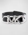 Michael Kors Reversible Logo Leather Belt In Black
