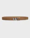 Michael Kors Reversible Logo Leather Belt In Brown