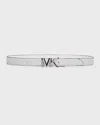 Michael Kors Reversible Logo Leather Belt In Gray
