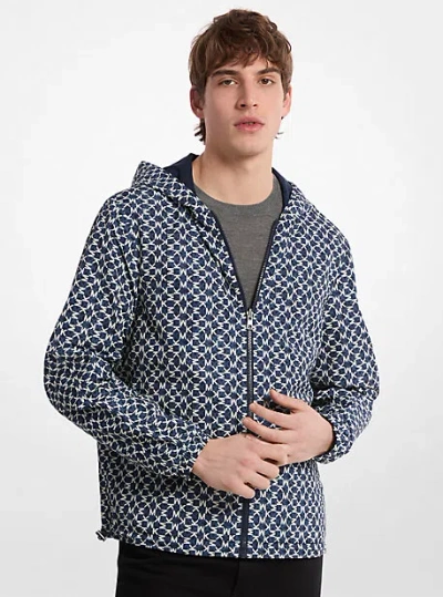 Michael Kors Reversible Logo Print Ciré Jacket In Blue