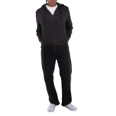 Michael Kors Reversible Monogram- Print Zip-up Hoodie In Black