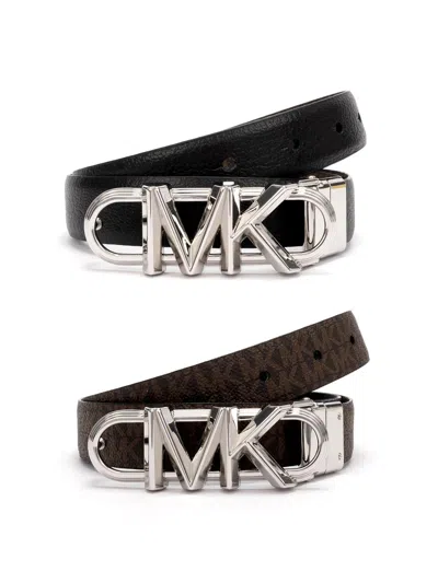 Michael Kors Reversible Monogram Belt In Black