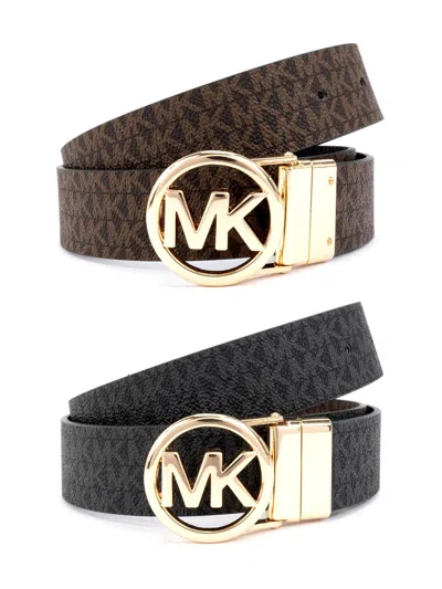 Michael Kors Reversible Monogram Belt In Black