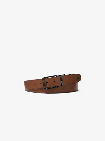 Michael Kors Reversible Pebbled Leather Belt In Brown
