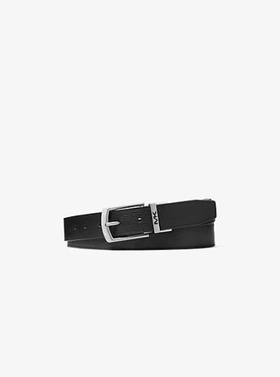 Michael Kors Reversible Pebbled Leather Belt In Black