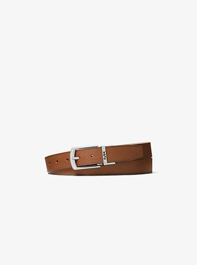 Michael Kors Reversible Pebbled Leather Belt In Brown