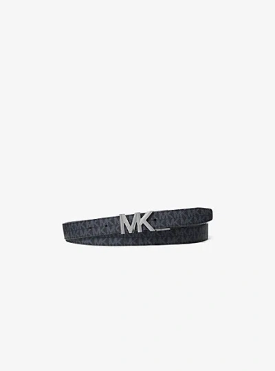 Michael Kors Reversible Signature Logo And Leather Belt In Blue