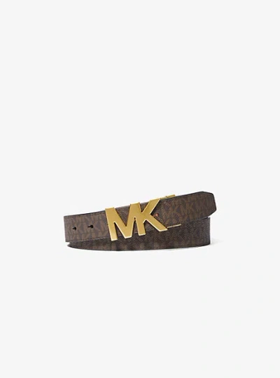 Michael Kors Reversible Signature Logo Buckle Belt In Brown